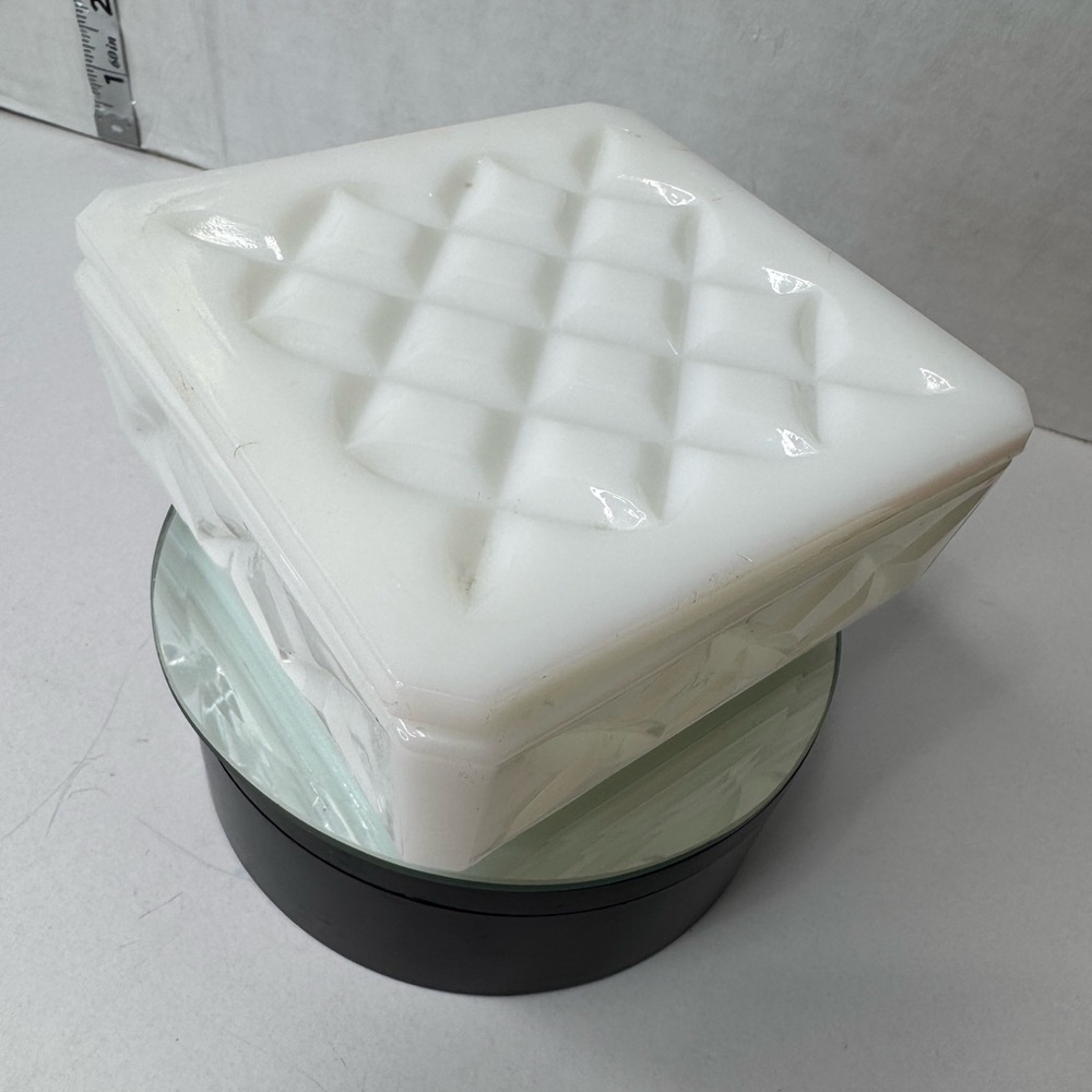 Anchor Hocking white opaque milk glass covered 4” square powder or trinket - Picture 8 of 13